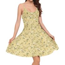 Vestido de verão feminino domirica com estampa floral com alça espaguete