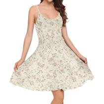 Vestido de verão feminino domirica Floral A Line Empire Waist Beige
