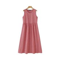 Vestido De Verão Feminino Estampado Em Xadrez, Sem Mangas, Estilo Boêmio, Casual E Solto Para Vestido De Verão Feminino Estampado Em Xadrez, Sem Mangas, Estilo Boêmio, Casual E Solto Para