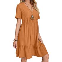 Vestido de verão feminino Gchanao Orange, casual, solto, 3GG