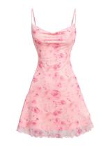 Vestido de verão Floerns Girl com estampa floral com alça espaguete rosa 9Y
