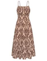 Vestido de verão GRACE KARIN 2025 Casual Floral Maxi Brown S Vestido de verão GRACE KARIN 2025 Casual Floral Maxi Brown S