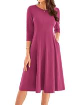 Vestido de verão GRACE KARIN casual, manga 3/4, evasê, L, rosa, roxo