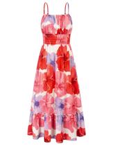 Vestido de verão GRACE KARIN com estampa floral com alça espaguete Vestido de verão GRACE KARIN com estampa floral com alça espaguete