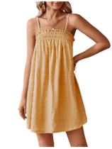 Vestido de verão MakeMechic Flowy Cami Mini Dress Ruffle Swing Yellow