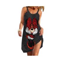 Vestido De Verão Oversize Para Mulheres Com Estampa Da Disney Mickey Minnie Casual De Praia Sling