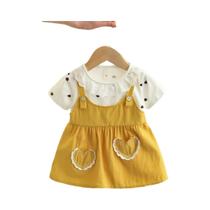 Vestido De Verão Para Bebê Menina Em Algodão Com Padrão De Coração E Renda, Manga Curta, Estilo