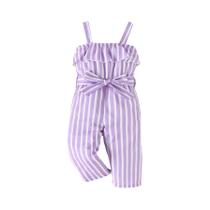 Vestido De Verão Para Menina Com Listras Roxas, Estilo Respirável Para Férias À Beira-Mar, Bonito E