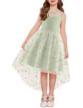 Vestido de verão para meninas Arshiner Fairy Tulle Green Floral Vestido de verão para meninas Arshiner Fairy Tulle Green Floral