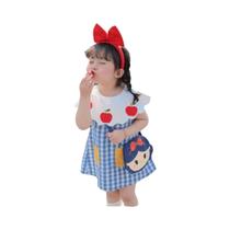 Vestido De Verão Para Meninas Com Bordado De Maçã, Gola De Boneca Em Renda, Estampa Xadrez, Sem Vestido De Verão Para Meninas Com Bordado De Maçã, Gola De Boneca Em Renda, Estampa Xadrez, Sem