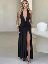 Vestido De Verão Para Mulheres Com Decote Em V Profundo, Rendas, Costas Descobertas, Elegante,