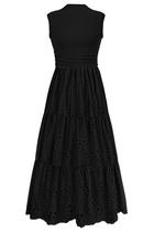 Vestido de verão PRETTYGARDEN 2025 Eyelet Regata Maxi com bolsos