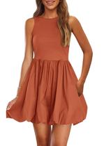 Vestido de verão PRETTYGARDEN 2025 sem mangas com bolsos