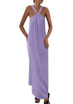 Vestido de verão PRETTYGARDEN feminino 2025, com tiras soltas, roxo