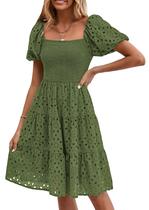 Vestido de verão PRETTYGARDEN feminino com ilhó sem ombro verde militar