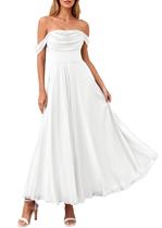 Vestido de verão PRETTYGARDEN feminino de malha sem ombros branco