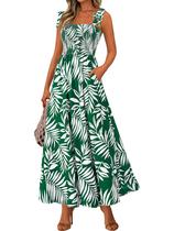 Vestido de verão PRETTYGARDEN Floral sem mangas Maxi Green XL