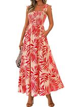 Vestido de verão PRETTYGARDEN Floral sem mangas Maxi Red L feminino