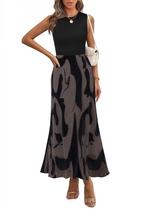 Vestido de verão PRETTYGARDEN floral sem mangas para mulheres marrom Vestido de verão PRETTYGARDEN floral sem mangas para mulheres marrom