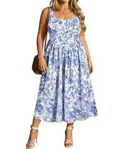 Vestido de verão RITERA Plus Size azul branco floral para mulheres