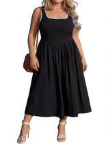 Vestido de verão RITERA Plus Size preto para mulheres curvilíneas 4GG
