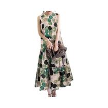 Vestido De Verão Sem Mangas Estampado Floral Boêmio Para Mulheres Com Babados Casual Longo 2024