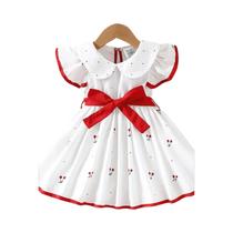 Vestido De Verão Sem Mangas Para Bebês Meninas, Estampa De Frutas, Gola Redonda, Cinto Com Laço 3D, - NONE