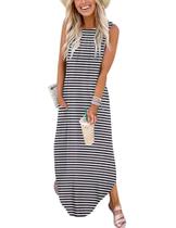 Vestido de verão Zeagoo 2025 Beach Vestido de férias listrado preto/branco Vestido de verão Zeagoo 2025 Beach Vestido de férias listrado preto/branco