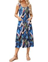 Vestido de verão Zeagoo 2025 feminino solto floral em linha A com bolso