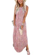 Vestido de verão Zeagoo para mulheres plus size, folgado, rosa claro