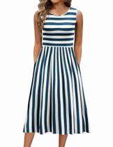 Vestido de verão Zeagoo Vestido floral de verão sem mangas Midi Plus Size