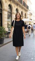 Vestido de Viscolycra Premium Fusão Quente - Tamanhos M e G - Cor Preta Vestido de Viscolycra Premium Fusão Quente - Tamanhos M e G - Cor Preta