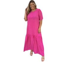 Vestido de viscose longo com detalhe de babado - Laura