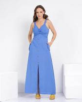 Vestido decote torcido longo medi modas Vestido decote torcido longo medi modas