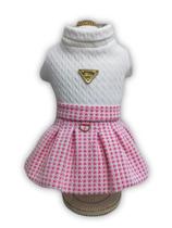 Vestido Delicate Branco Saia Pied Rosa para cachorro e gato