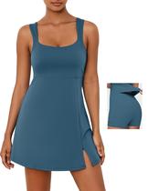 Vestido Desol, atlético, sem mangas, com calções embutidos, azuis