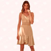 Vestido Det. Aviamento Saia Peplum - Moda Casual Chic