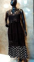 Vestido detalhe de poa guip e crep de seda Vestido detalhe de poa guip e crep de seda