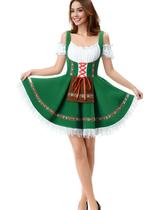 Vestido Dirndl TOONRAIN verde Oktoberfest feminino Cosplay XL Vestido Dirndl TOONRAIN verde Oktoberfest feminino Cosplay XL