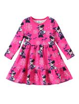 Vestido Disney Minnie Mouse de manga comprida para meninas de 2 a 6 anos