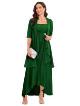 Vestido DIYFU Plus Size de chiffon para mãe da noiva com jaqueta