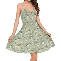 Vestido domirica Spaghetti Strap Floral A Line Summer Green Vestido domirica Spaghetti Strap Floral A Line Summer Green