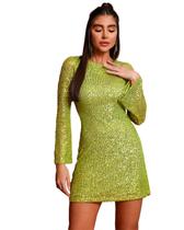 Vestido Dot Clothing Tubinho Manga Longa Verde Lima