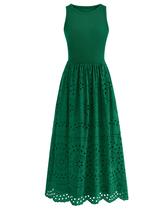 Vestido dowerme sem mangas, gola redonda, linha, renda, verde, S