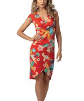 Vestido Drapeado DeMillus 95603 Estampa Floral Exclusiva em Microfibra Elástica Poliéster Tamanho 48