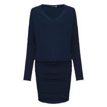 Vestido Drapeado em Malha Marinho Vestido Drapeado em Malha Marinho