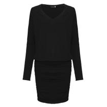 Vestido Drapeado em Malha Preto Vestido Drapeado em Malha Preto
