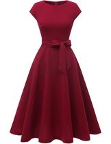 Vestido DRESSTELLS Rojo Fiesta Navideña de Té Largo 3XL Vestido DRESSTELLS Rojo Fiesta Navideña de Té Largo 3XL