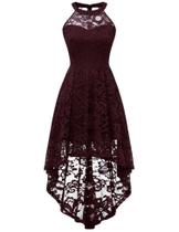 Vestido Dressystar Halter Lace Cocktail Wedding Burgundy Women