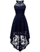 Vestido Dressystar Halter Lace Cocktail Wedding Navy Women